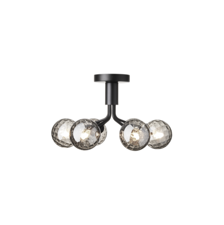 Nuura Apiales 6 taklampe - satengsort / optic røyket glass-Takpendler-Nuura-Svart / Røyk-Nua__2059009-Lightup.no