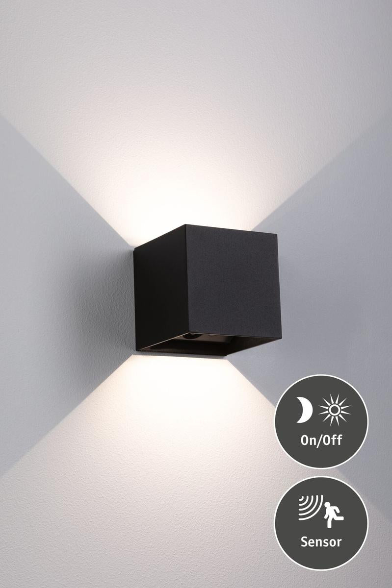 Nyara oppladbar vegglampe opp/ned lys med sensor-Utebelysning vegg opp og ned-Paulmann-Svart-PL-71282-Lightup.no
