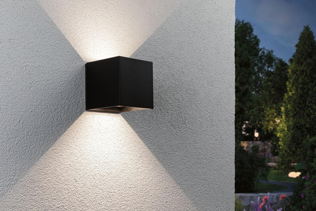 Nyara oppladbar vegglampe opp/ned lys med sensor-Utebelysning vegg opp og ned-Paulmann-Svart-PL-71282-Lightup.no