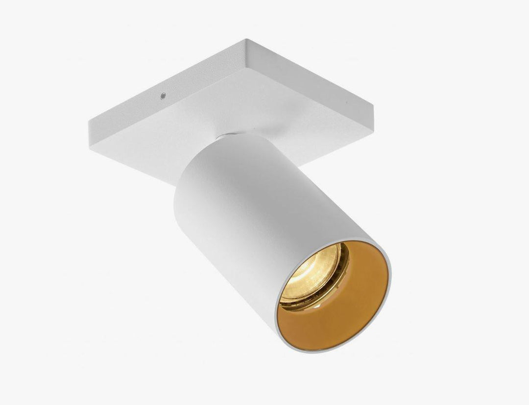 OZ K1 taklampe med 1 spott og reflektor - Hvit / Gull - Lightup.no