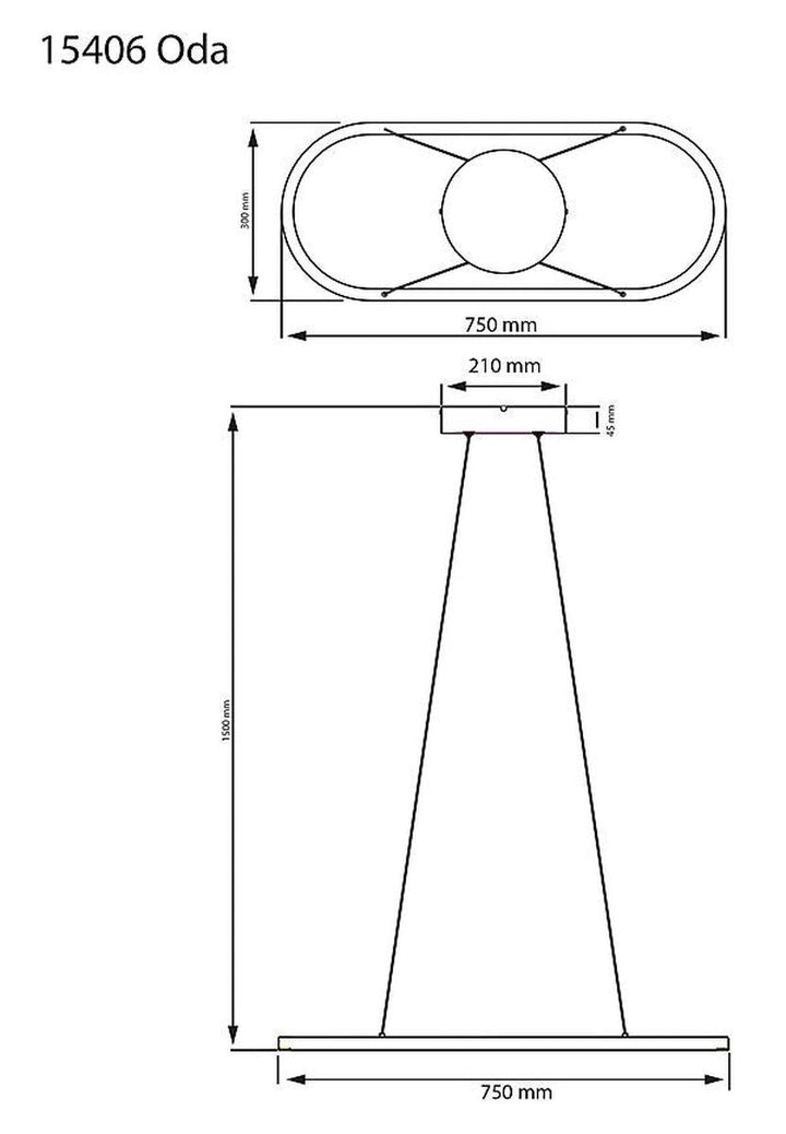 Oda takpendel oval 3000 Kelvin-Takpendler-Aneta Lighting-Svart-15406-15-Lightup.no