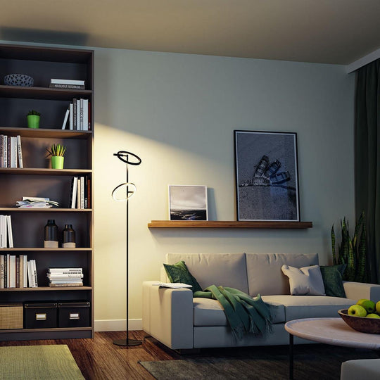 Odila gulvlampe 2 x 10,4W - Dimbar-Gulvlamper-Paulmann-Svart / Krom-PL-71279-Lightup.no