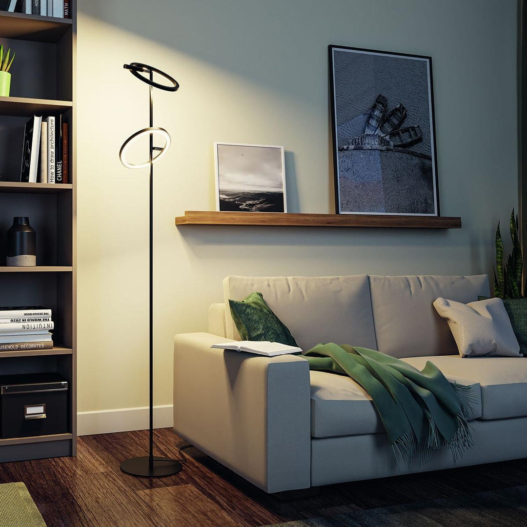 Odila gulvlampe 2 x 10,4W - Dimbar-Gulvlamper-Paulmann-Svart / Krom-PL-71279-Lightup.no