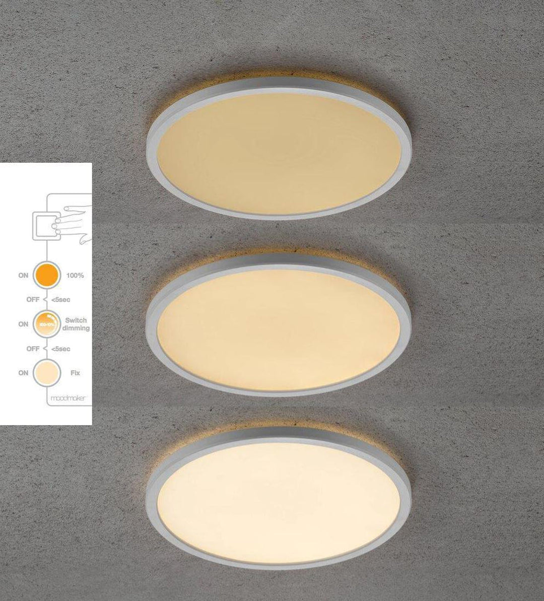 Oja 2700K 22W 3-step dim - Hvit-Taklamper-Nordlux-Hvit-47286001-Lightup.no