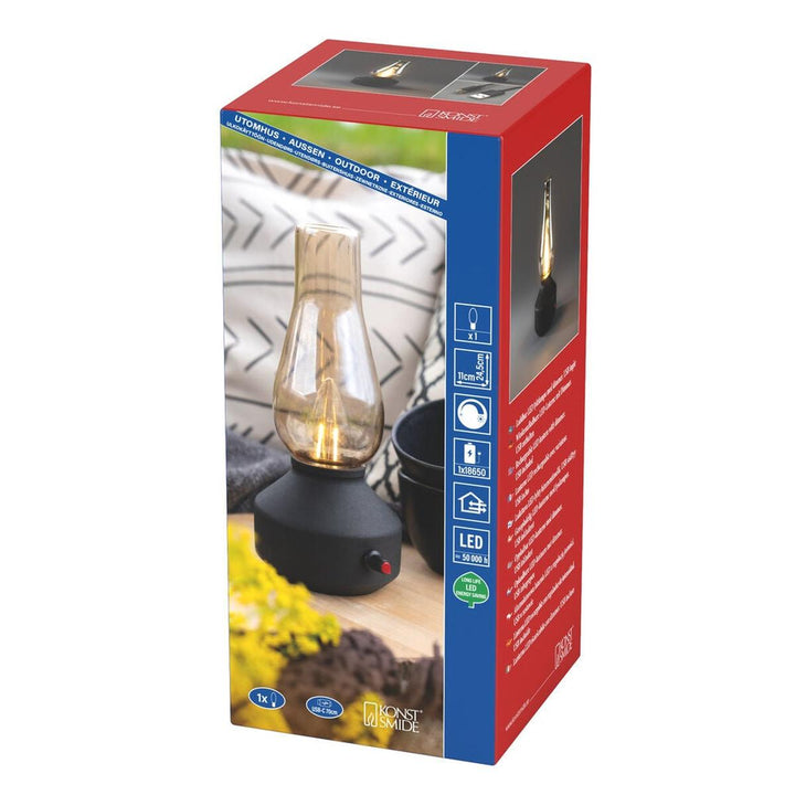 Oppladbar bordlampe med røykfarget glass og dimmer – IP44-Utebelysning Hagebelysning-Konstsmide-Hvit-4130-205-Lightup.no