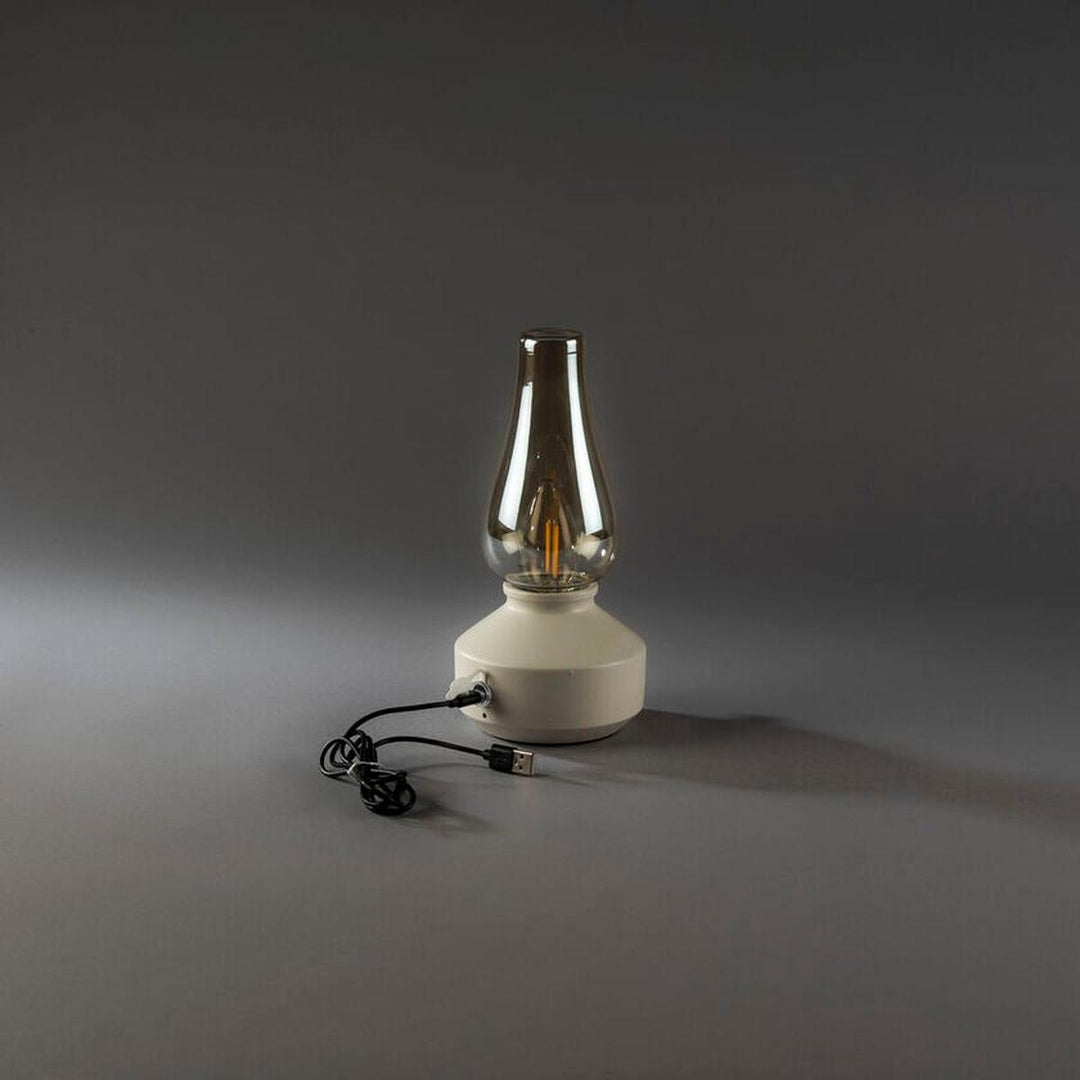 Oppladbar bordlampe med røykfarget glass og dimmer – IP44-Utebelysning Hagebelysning-Konstsmide-Hvit-4130-205-Lightup.no