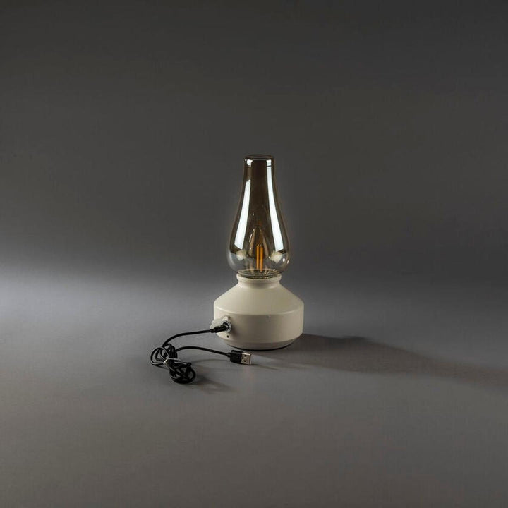 Oppladbar bordlampe med røykfarget glass og dimmer – IP44-Utebelysning Hagebelysning-Konstsmide-Hvit-4130-205-Lightup.no