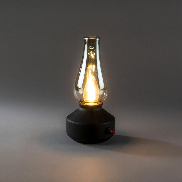 Oppladbar bordlampe med røykfarget glass og dimmer – IP44-Utebelysning Hagebelysning-Konstsmide-Svart-4130-700-Lightup.no
