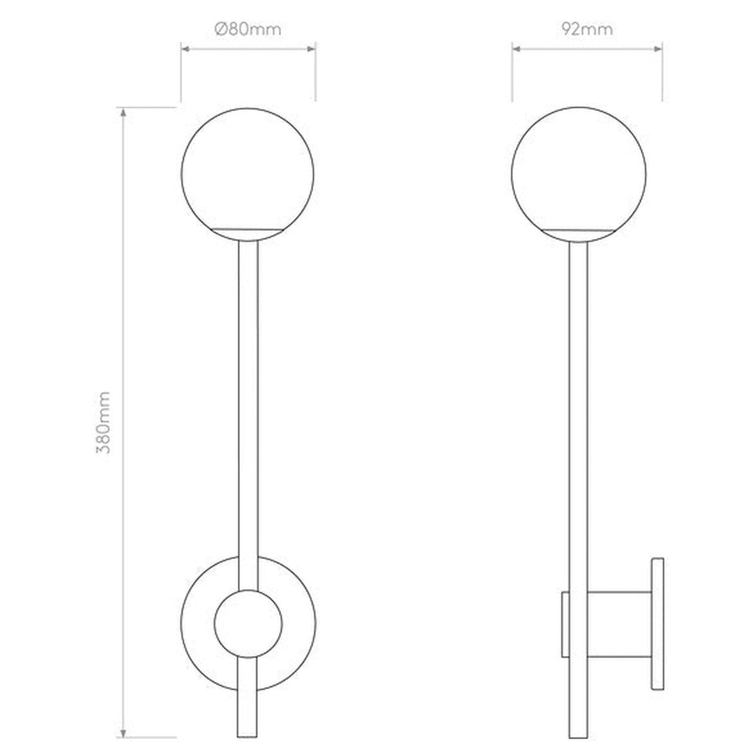 Orb Single vegglampe IP44 G9-Baderomsbelysning vegglamper-Astro Lighting-Svart / Opal-Asg__1424004-Lightup.no