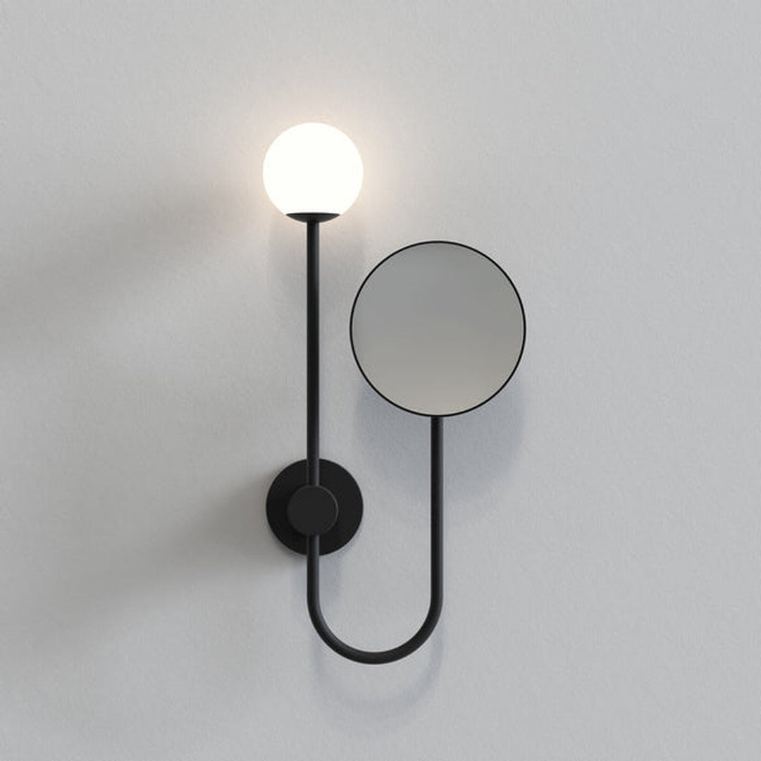 Orb Single vegglampe m/speil IP44 G9-Baderomsbelysning vegglamper-Astro Lighting-Svart / Opal-Asg__1424003-Lightup.no