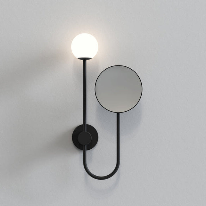 Orb Single vegglampe m/speil IP44 G9-Baderomsbelysning vegglamper-Astro Lighting-Svart / Opal-Asg__1424003-Lightup.no