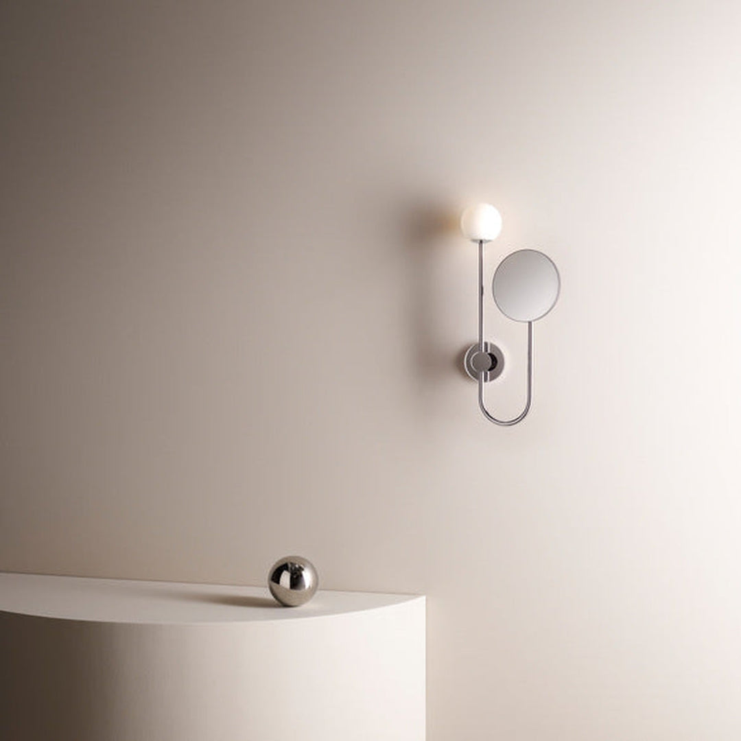 Orb Single vegglampe m/speil IP44 G9-Baderomsbelysning vegglamper-Astro Lighting-Svart / Opal-Asg__1424003-Lightup.no