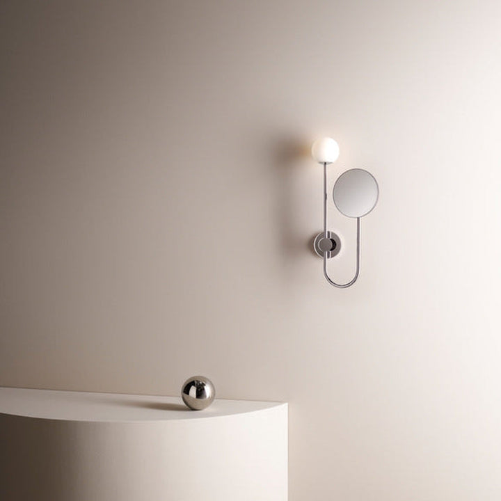Orb Single vegglampe m/speil IP44 G9-Baderomsbelysning vegglamper-Astro Lighting-Svart / Opal-Asg__1424003-Lightup.no