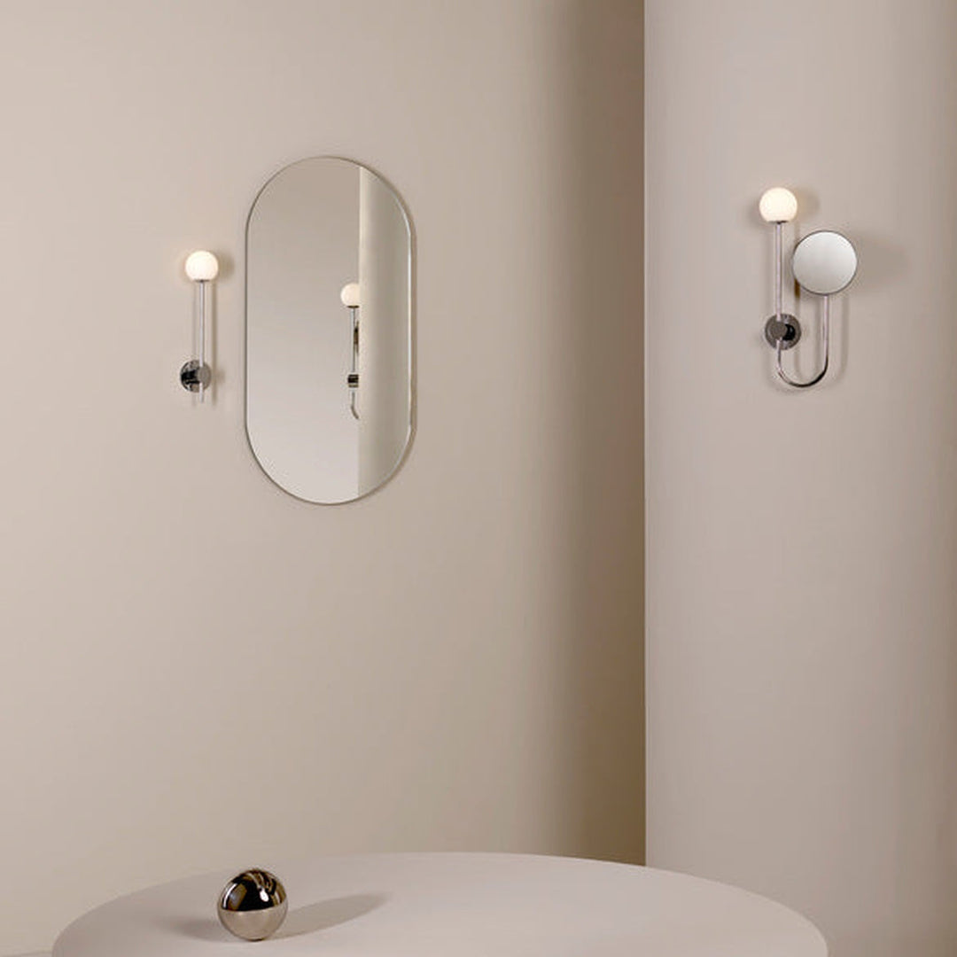 Orb Single vegglampe m/speil IP44 G9-Baderomsbelysning vegglamper-Astro Lighting-Svart / Opal-Asg__1424003-Lightup.no
