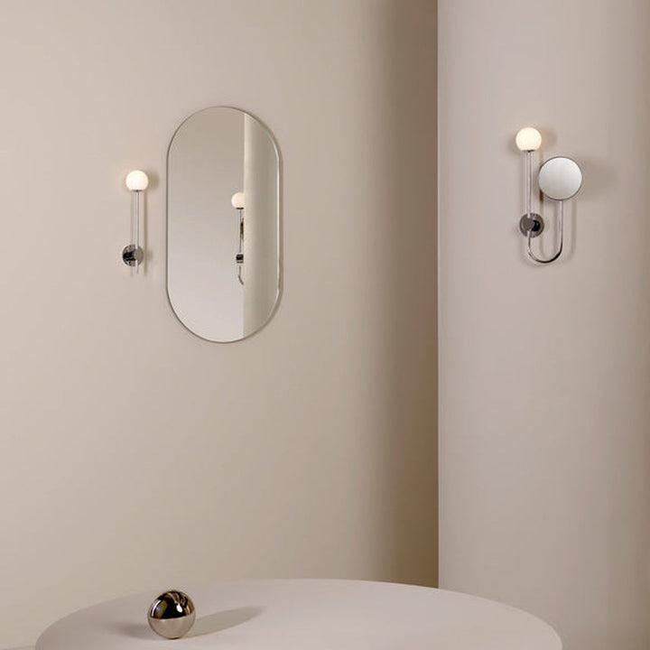 Orb Single vegglampe m/speil IP44 G9-Baderomsbelysning vegglamper-Astro Lighting-Svart / Opal-Asg__1424003-Lightup.no