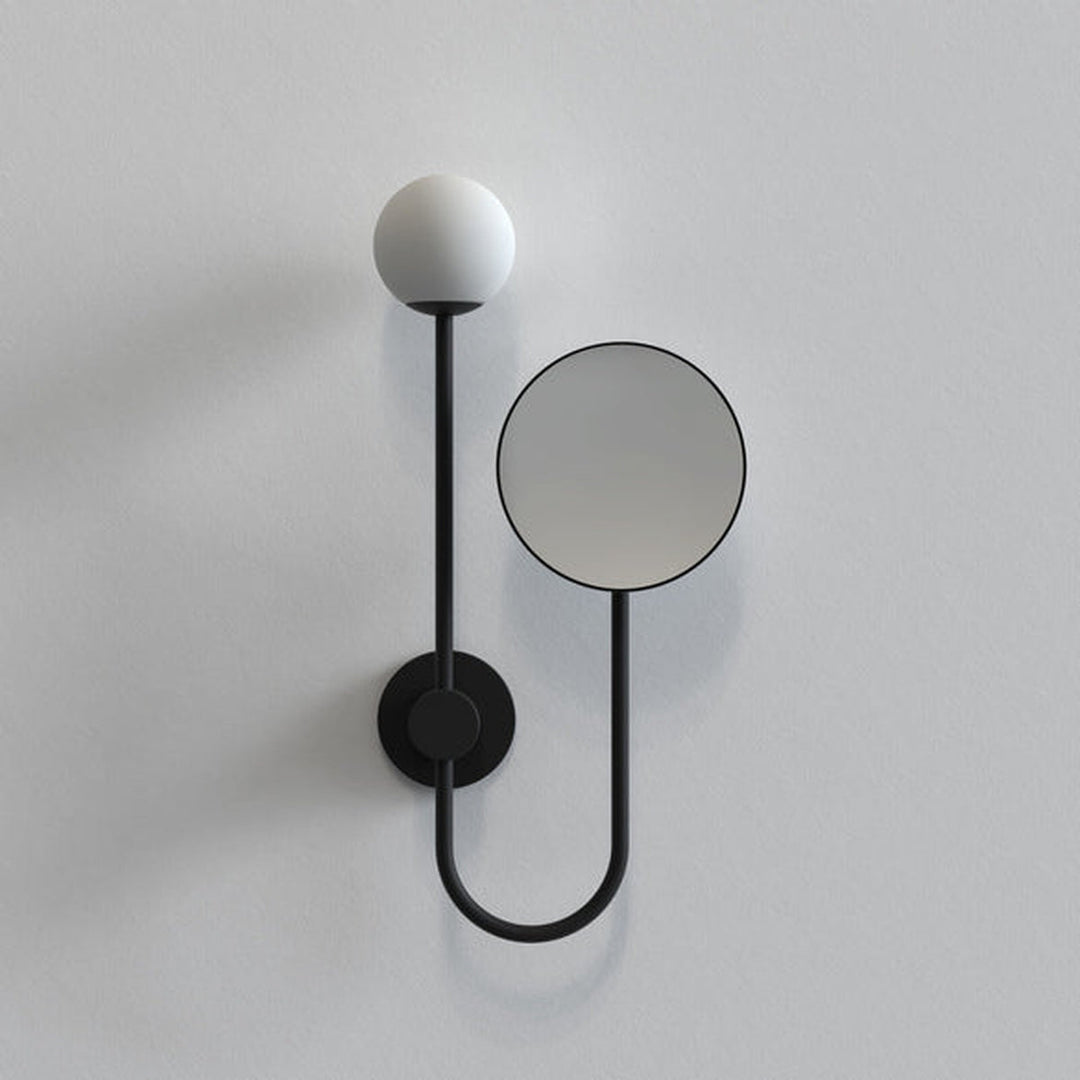 Orb Single vegglampe m/speil IP44 G9-Baderomsbelysning vegglamper-Astro Lighting-Svart / Opal-Asg__1424003-Lightup.no