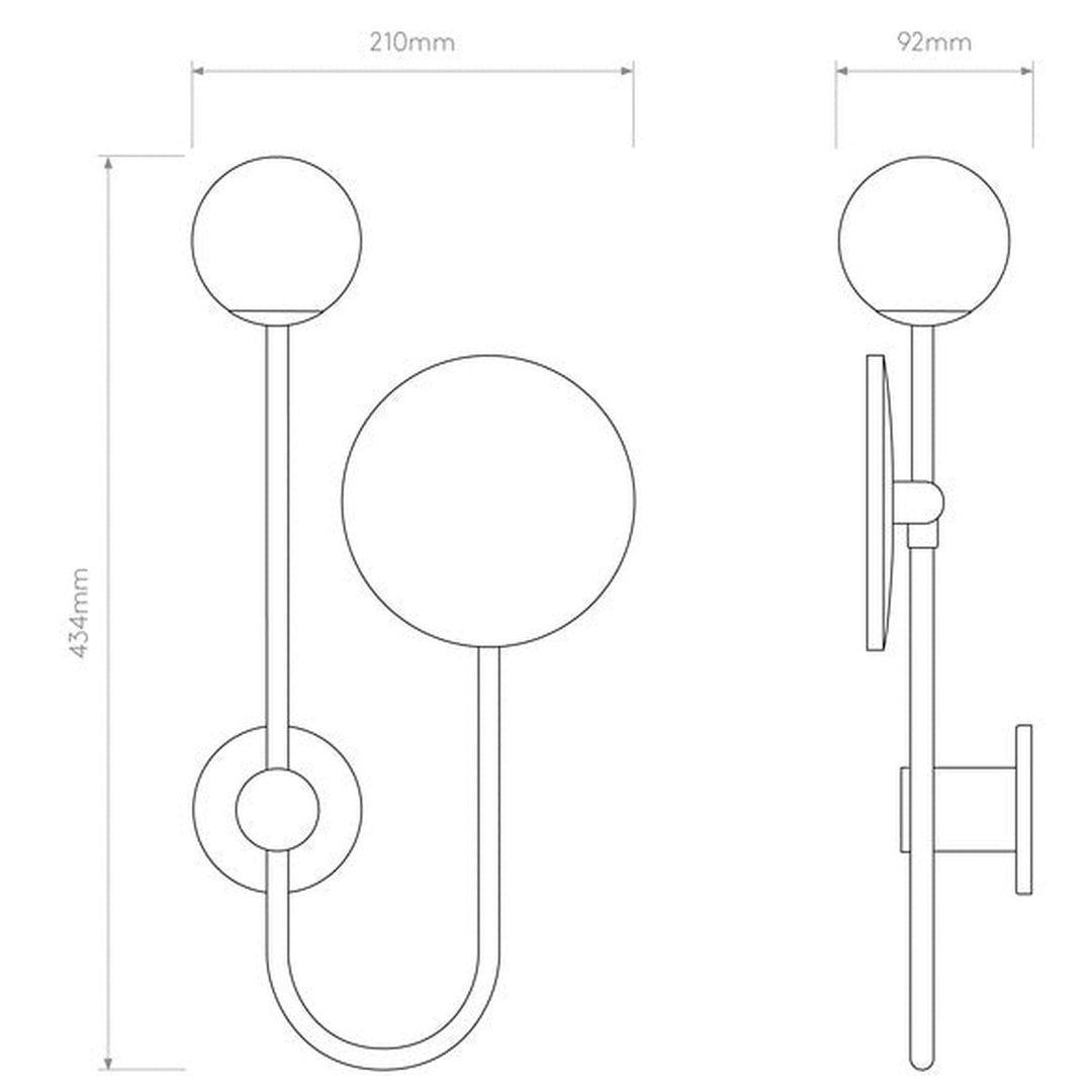 Orb Single vegglampe m/speil IP44 G9-Baderomsbelysning vegglamper-Astro Lighting-Svart / Opal-Asg__1424003-Lightup.no