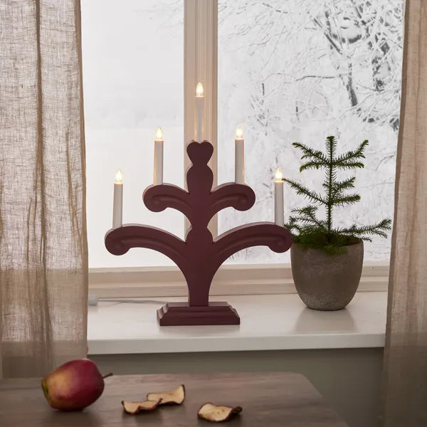 Orsa adventsstake 5-lys-Julebelysning adventsstake-Star Trading-Rød-156-23-Lightup.no