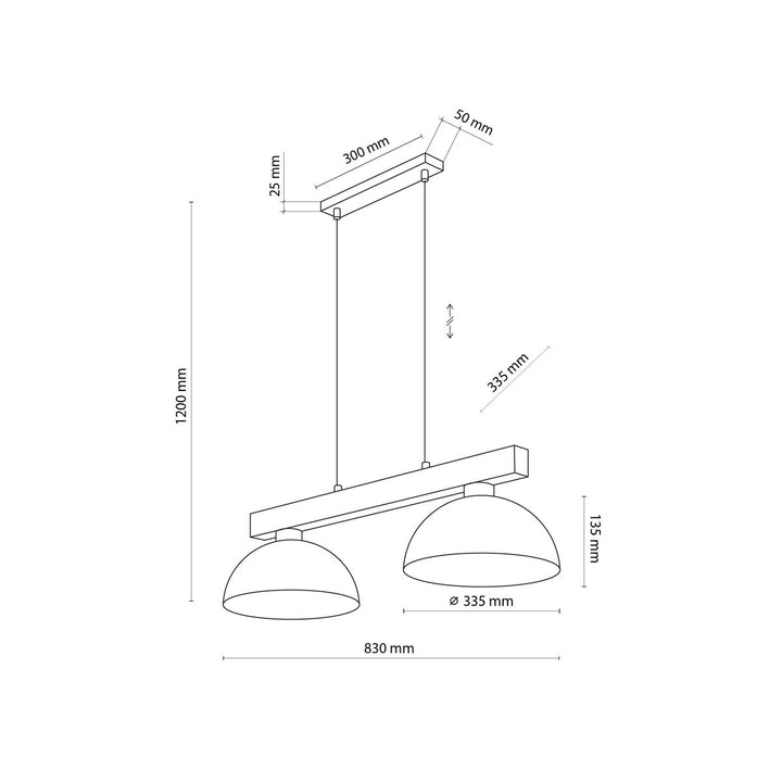 Oslo takpendel 2-lys-Takpendler-TK Lighting-Svart-TK-4711-Lightup.no
