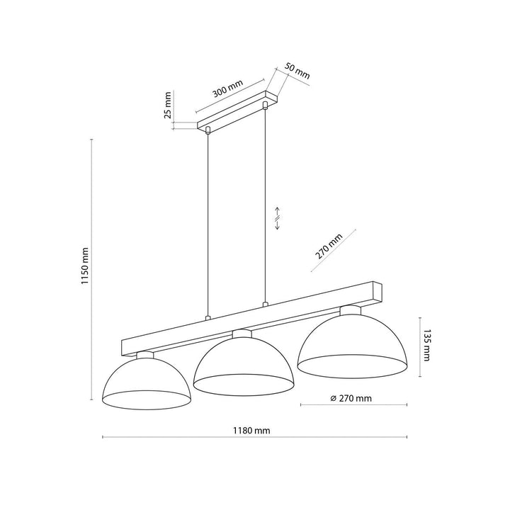 Oslo takpendel 3-lys-Takpendler-TK Lighting-Svart-TK-4710-Lightup.no