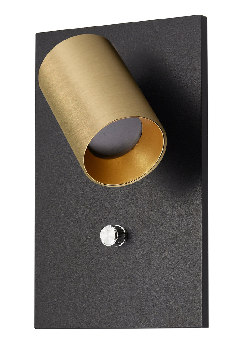Oz K1 vegglampe m/USB - Svart/Gullfarget-Vegglamper-NorDesign-64490105-Lightup.no