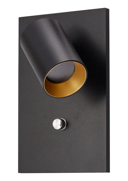 Oz K1 vegglampe m/USB-Vegglamper-NorDesign-Svart / Gull-64490105-Lightup.no