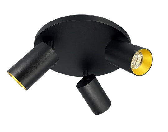 Oz K3 rund taklampe 3-lys GU10-Taklamper-NorDesign-Svart / Gullfarget-774493305-Lightup.no