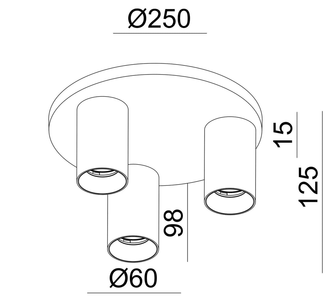 Oz K3 rund taklampe 3-lys GU10-Taklamper-NorDesign-Svart / Gullfarget-774493305-Lightup.no