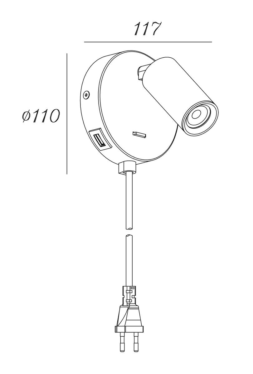 Oz mini K1 vegglampe med USB C GU10 mini-Vegglamper-NorDesign-Svart-771143105-Lightup.no
