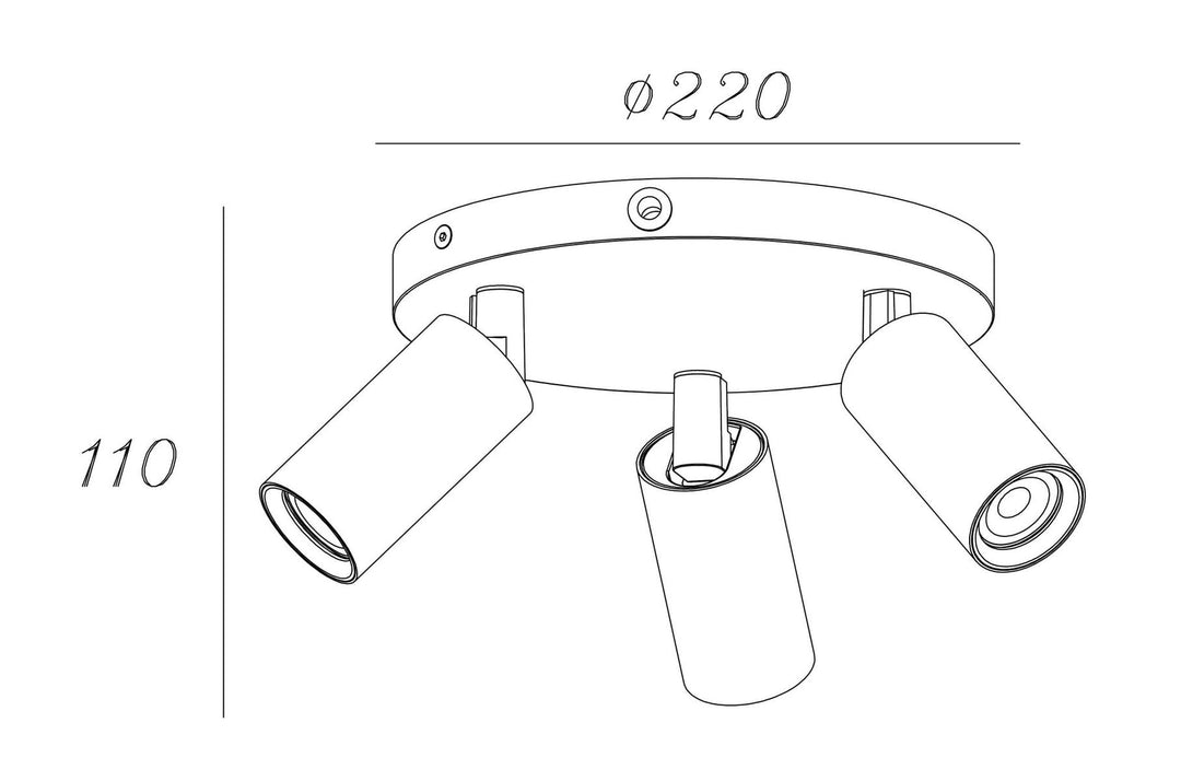 Oz mini rund taklampe 3-lys GU10 mini-Taklamper-NorDesign-Svart-771143305-Lightup.no