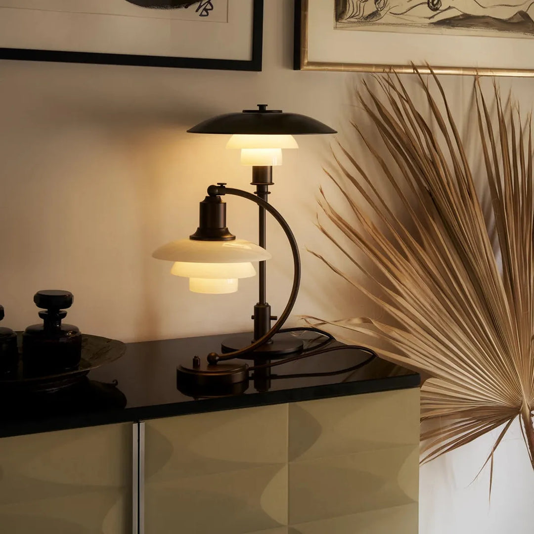 PH 2/2 Luna aged brass opal bordlampe-Bordlamper-Louis Poulsen-Messing/opal-LP__ 5744172150-Lightup.no