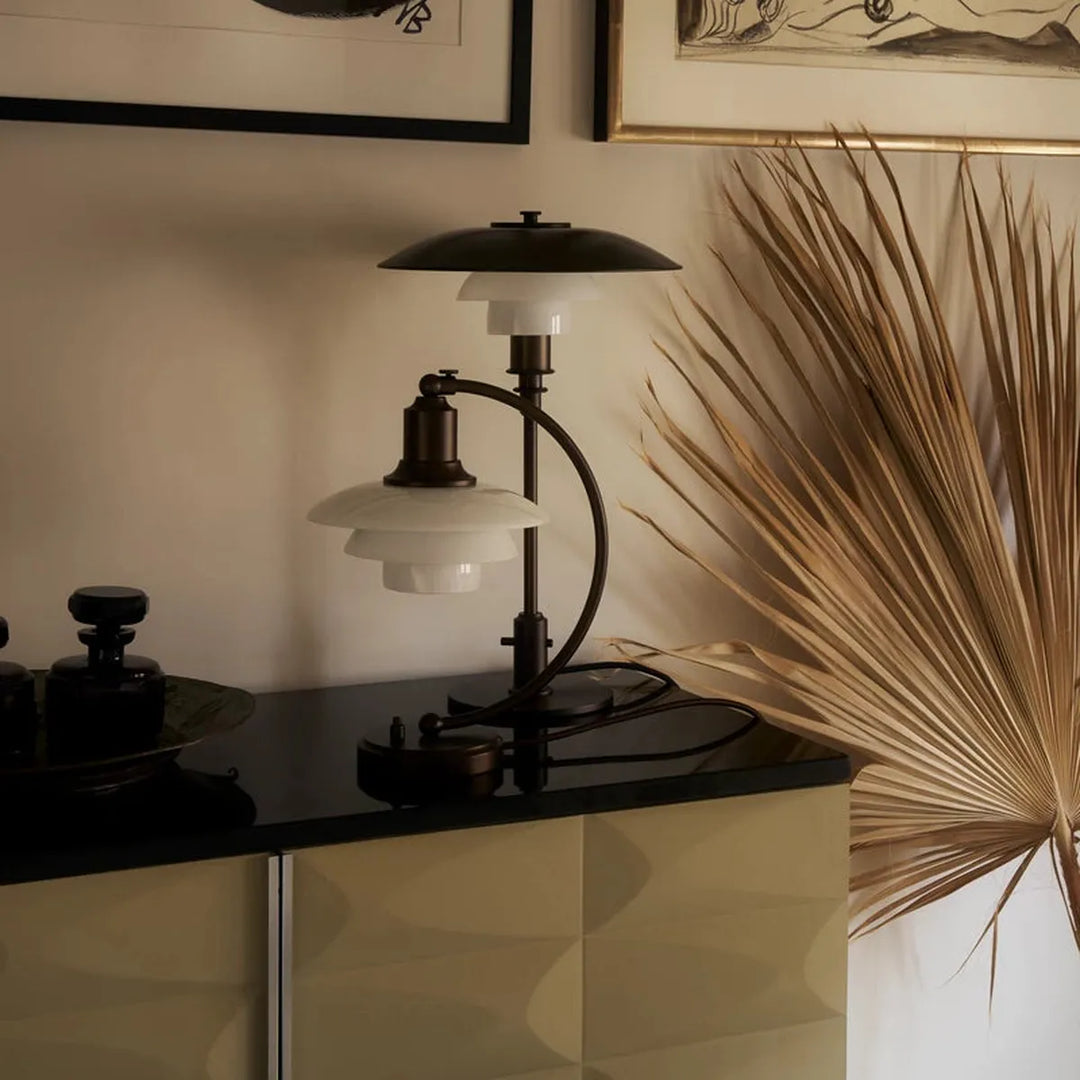 PH 2/2 Luna aged brass opal bordlampe-Bordlamper-Louis Poulsen-Messing/opal-LP__ 5744172150-Lightup.no