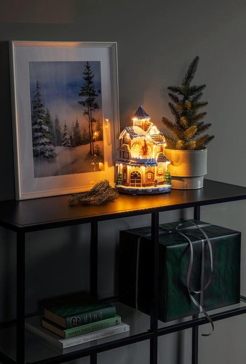 Pepperkakehus med LED – Batteri og USB-Julebelysning dekor og pynt-Konstsmide-Flerfarget-4213-600-Lightup.no