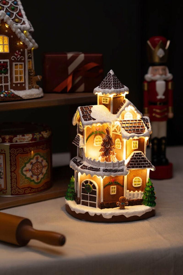 Pepperkakehus med LED – Batteri og USB-Julebelysning dekor og pynt-Konstsmide-Flerfarget-4213-600-Lightup.no