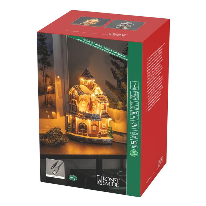 Pepperkakehus med LED – Batteri og USB-Julebelysning dekor og pynt-Konstsmide-Flerfarget-4213-600-Lightup.no