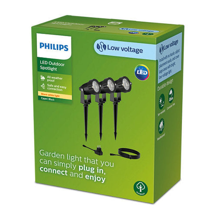 Philips Gardenlink Caper uplight 2700K 1,5W IP44 3-pakning - 24 Volt-Utebelysning uplight-Philips-Svart-929004072101-Lightup.no