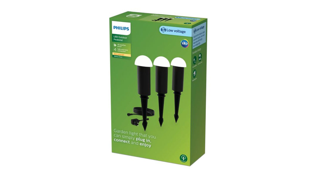Philips Gardenlink Edwina hagelys 2700K 1,5W IP44 3-pakning - 24 Volt-Utebelysning Hagebelysning-Philips-Svart-929004659501-Lightup.no