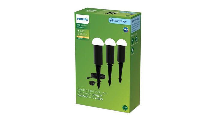 Philips Gardenlink Edwina hagelys 2700K 1,5W IP44 3-pakning - 24 Volt-Utebelysning Hagebelysning-Philips-Svart-929004659501-Lightup.no