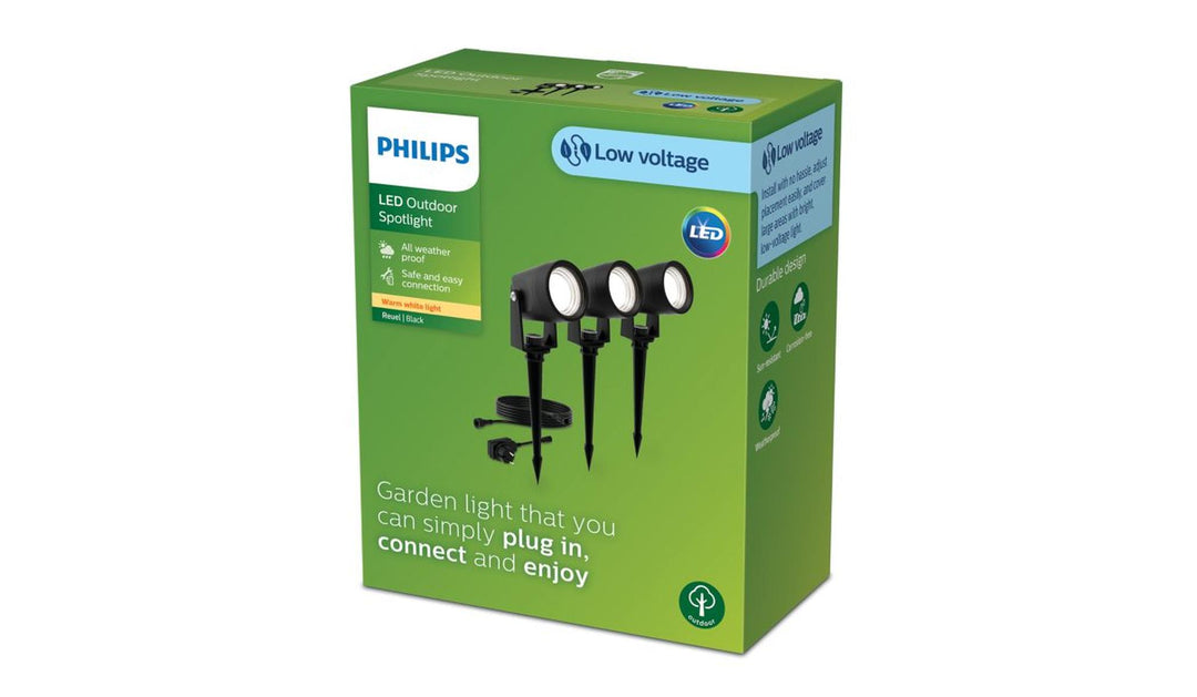Philips Gardenlink Reuel bakkespotter 2700K 1,5W IP44 3-pakning - 24 Volt-Utebelysning Hagebelysning-Philips-Svart-929004659301-Lightup.no