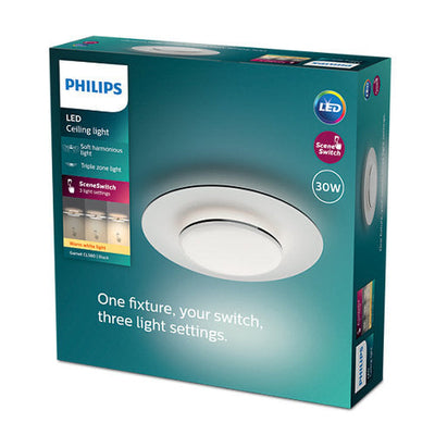 Philips Garnet CL580 taklampe 40 cm 30W 2700K SceneSwitch - Hvit/Svart-Taklamper-Philips-929003315801-Lightup.no