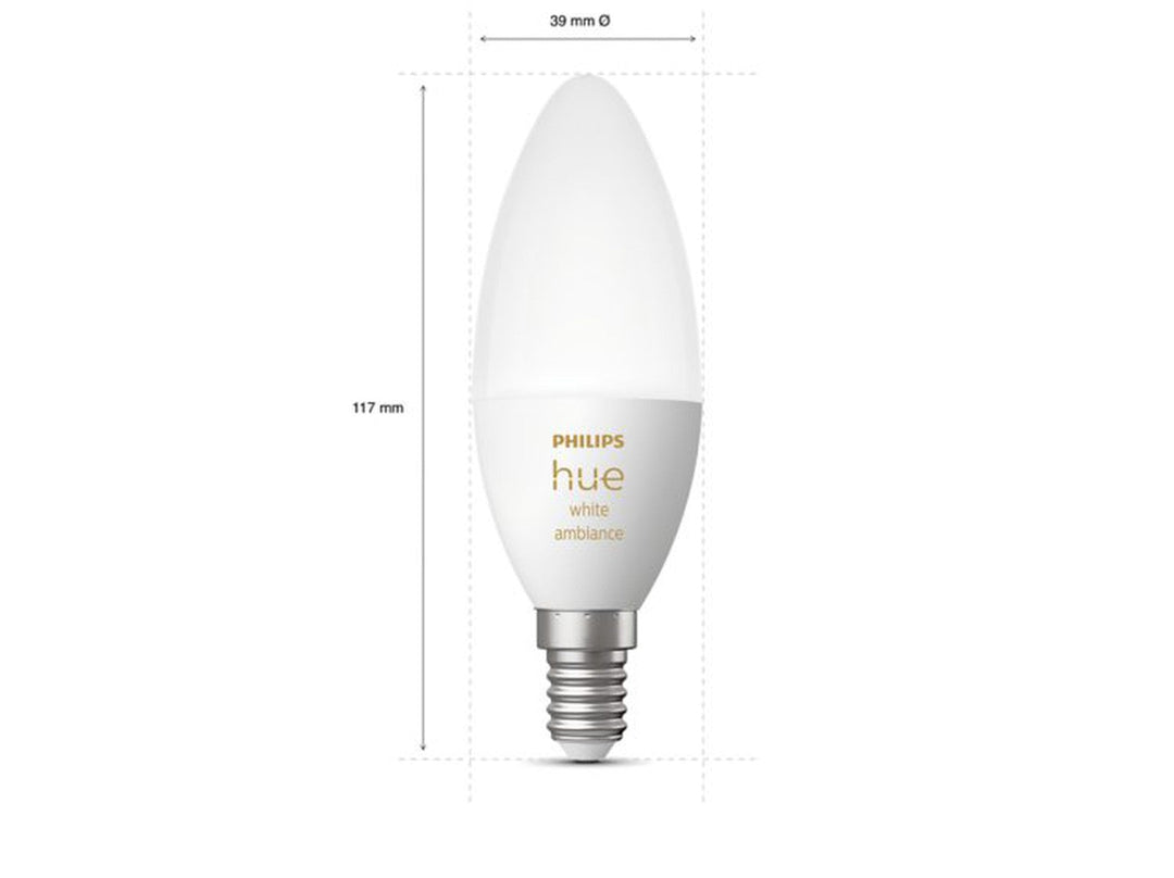 Philips Hue B39 E14 lyspære 5,2W 2200-6500K White Ambiance-LED-pære E14 sokkel-Philips Hue-929002294403-Lightup.no