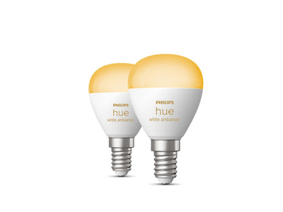 Philips Hue P45 E14 lyspære 5,1W 2200-6500K White Ambiance - 2 pakning-LED-pære E14 sokkel-Philips Hue-929003573702-Lightup.no