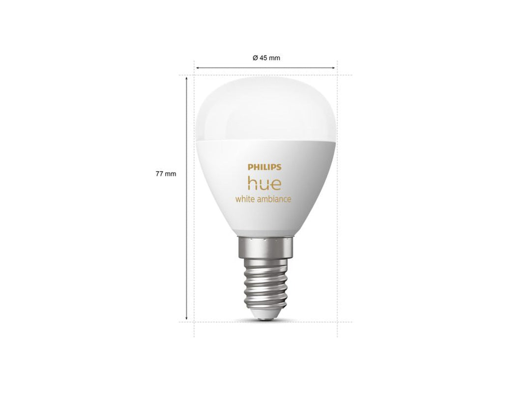 Philips Hue P45 E14 lyspære 5,1W 2200-6500K White Ambiance - 2 pakning-LED-pære E14 sokkel-Philips Hue-929003573702-Lightup.no