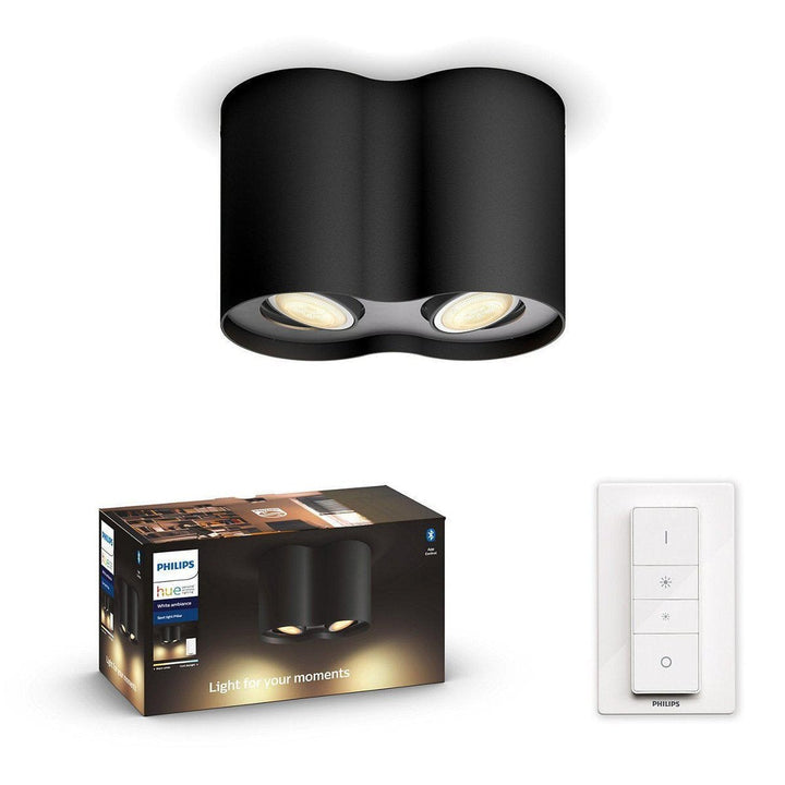 Philips Hue Pillar dobbel spot m/fjernkontroll White Ambiance-Taklamper-Philips Hue-Hvit-929003046601-Lightup.no