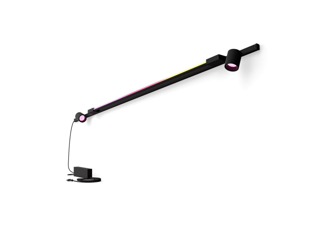 Philips Hue smart Perifo spotskinne for vegg 2 spotter og 1 kompakt lysrør Hue White Color Ambiance-Spotskinner 230V-Philips Hue-Hvit-929003118001-Lightup.no