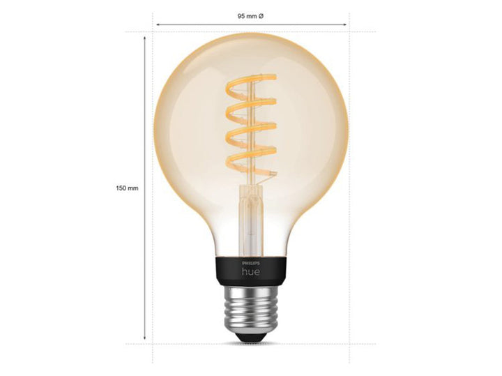Philips Hue white LED 7W E27 G93 2200-4500 Kelvin - 95 mm-Smartpærer E27-Philips Hue-Hvit-929002477801-Lightup.no