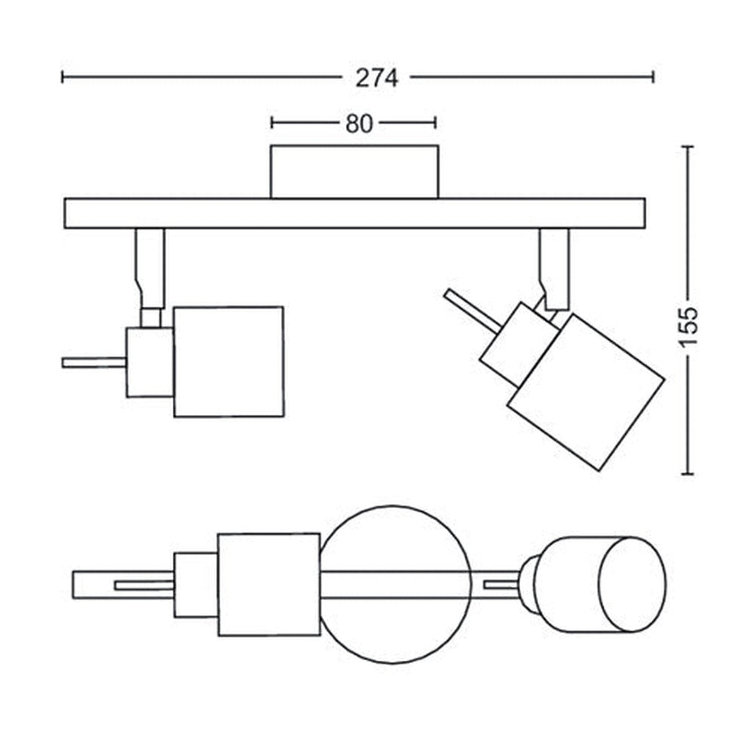 Philips Meranti dobbel spot GU10-Taklamper-Philips-Svart-929003254010-Lightup.no