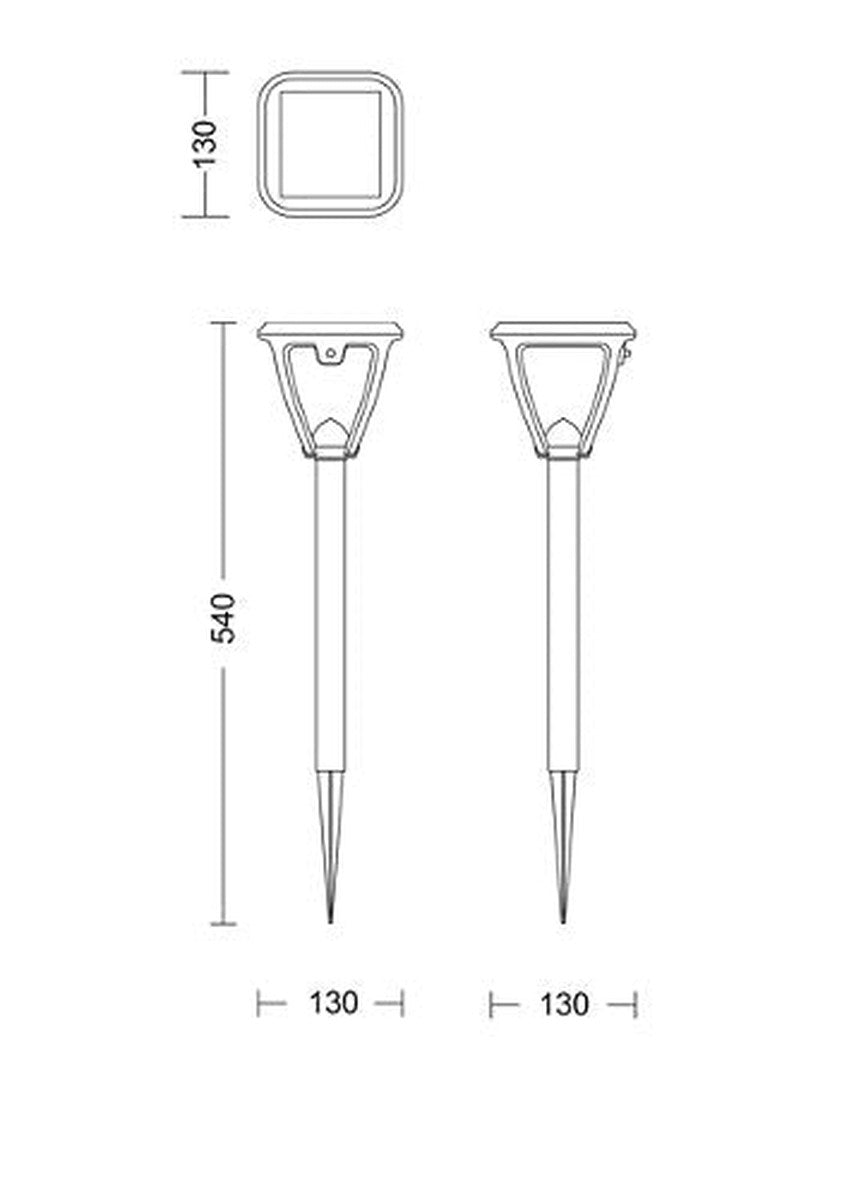 Philips Vapora hagelys 1,5W 2700 Kelvin IP44 solcelledrevet med dag/natt sensor - 54 cm-Utebelysning pullert-Philips-Svart-929004066601-Lightup.no