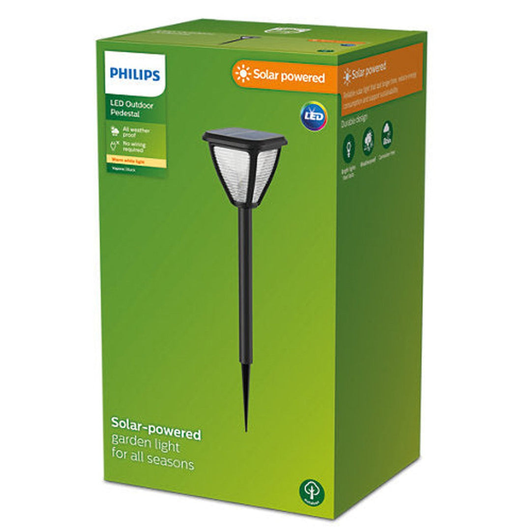 Philips Vapora hagelys 1,5W 2700 Kelvin IP44 solcelledrevet med dag/natt sensor - 54 cm-Utebelysning pullert-Philips-Svart-929004066601-Lightup.no