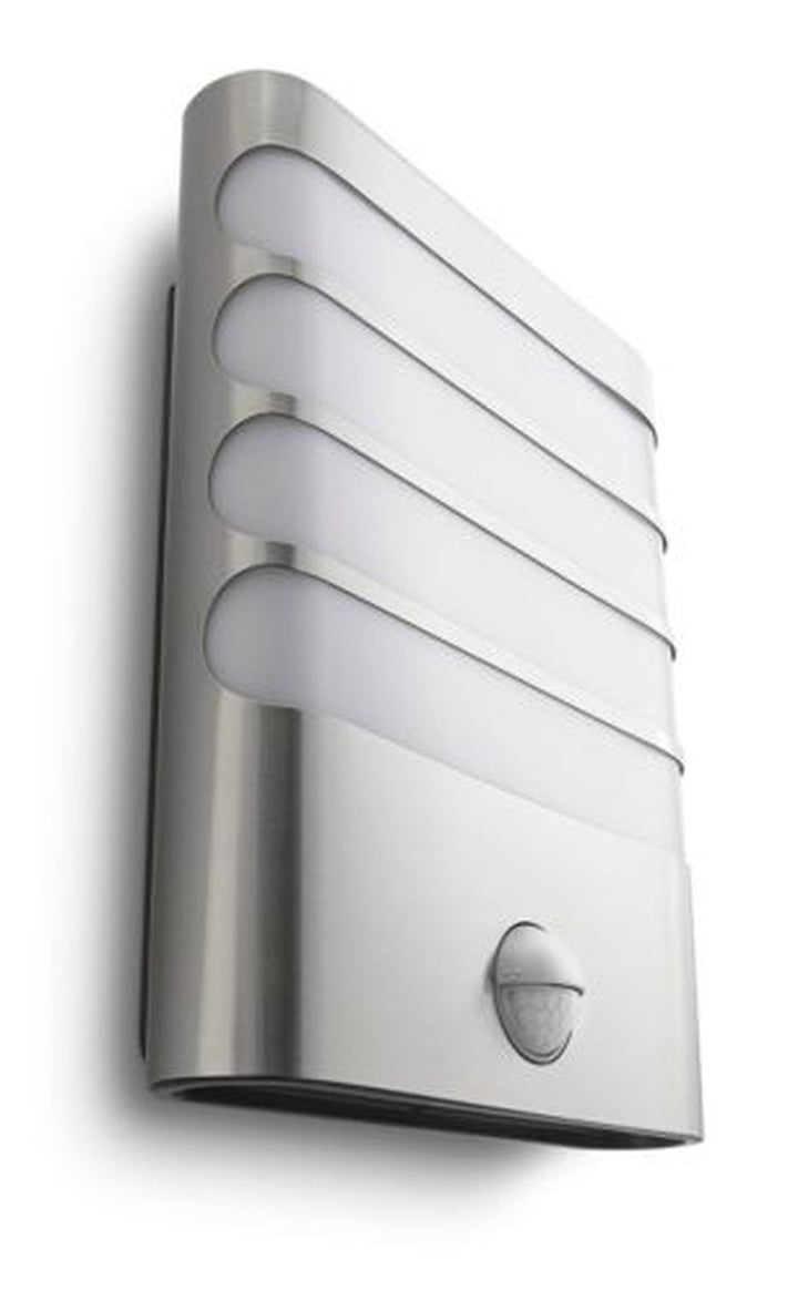 Philips myGarden Raccoon vegglampe utendørs 3W IP44 m/bevegelses sensor IR-Utebelysning vegg veggskjold-Philips-Rustfritt stål-915004308801-Lightup.no
